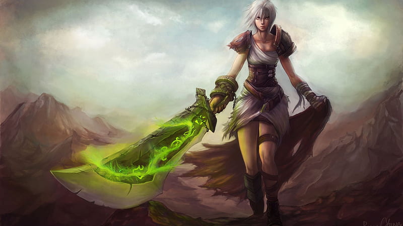 Riven: The Road to Dominion, action, cg, video game, game, flash, digital art, league of legends, dominion, fantasy, anime, hot, legend, soul, sword, female, sexy, adventure, riven- the road to dominion, riven splash, riven, warrior, girl, HD wallpaper
