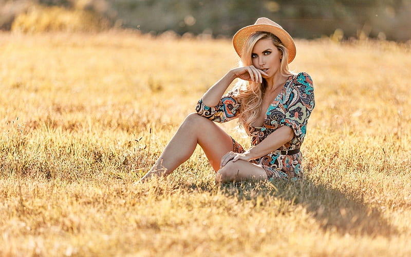 Sweet country girl, hot, girl, hat, sweet, HD wallpaper