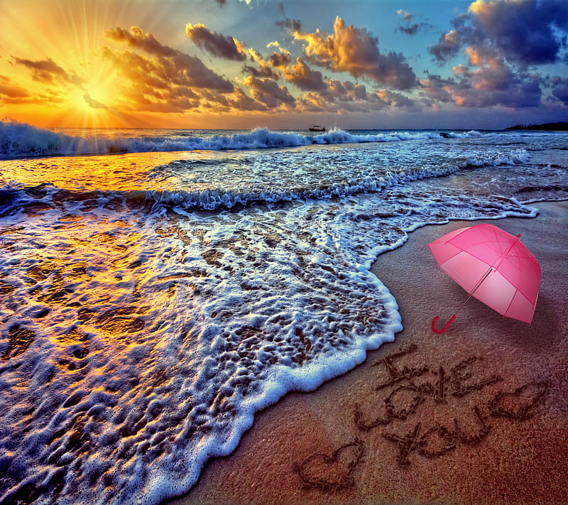 seashore sunset love