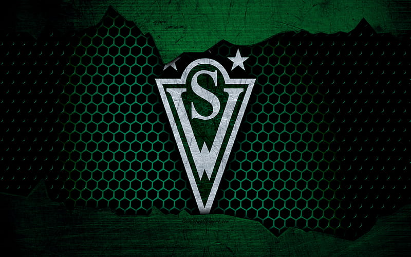 Santiago Wanderers logo, Chilean Primera Division, soccer, football club, Chile, grunge, metal texture, Santiago Wanderers FC, HD wallpaper