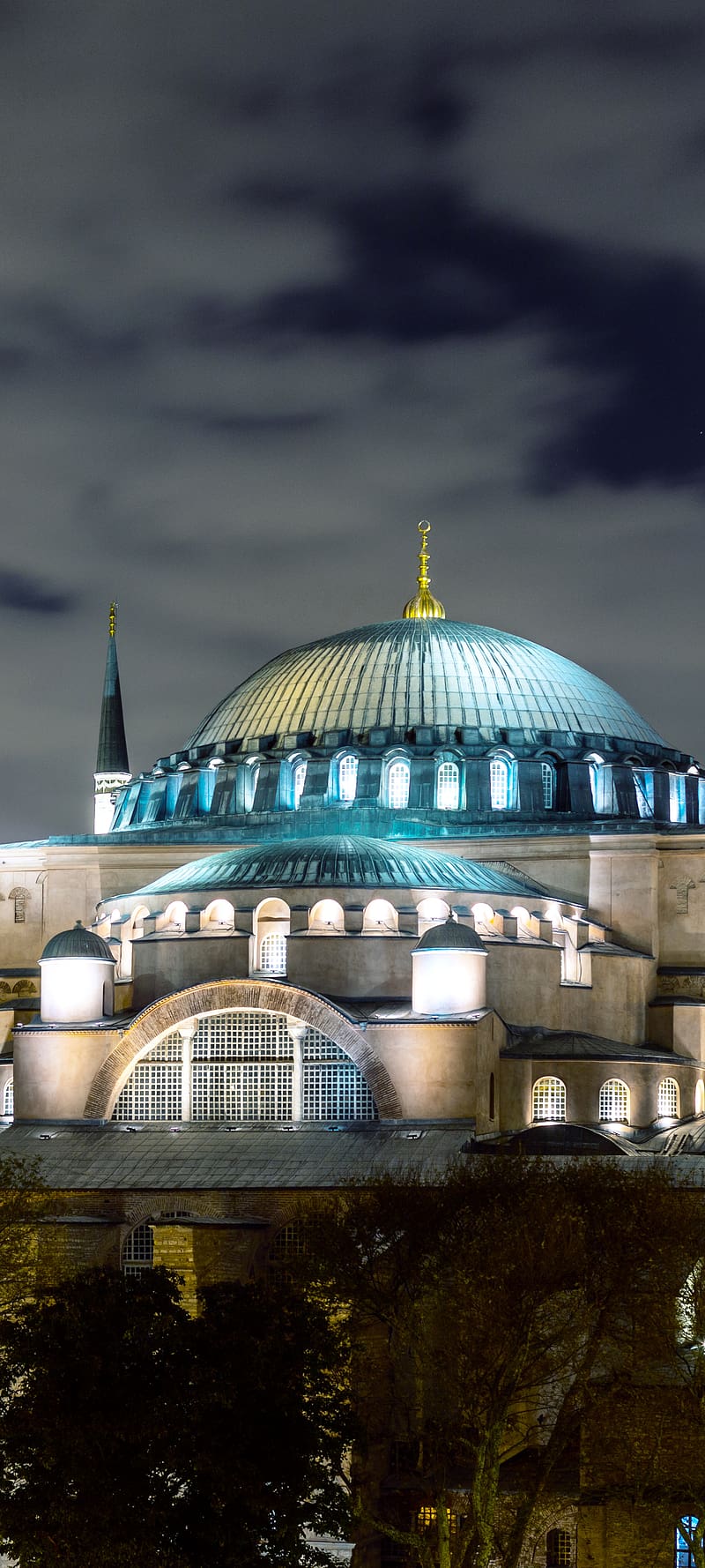 Night, Architecture, Dome, Turkey, Mosque, Istanbul, Religious, Hagia Sophia, Mosques, HD phone wallpaper