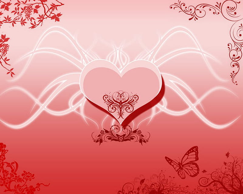 Heart, valentines, red, wings, romantic, romance, valentine day, valentine, abstract, wing, fantasy, butterfly, happy valentine, love, pink, HD wallpaper