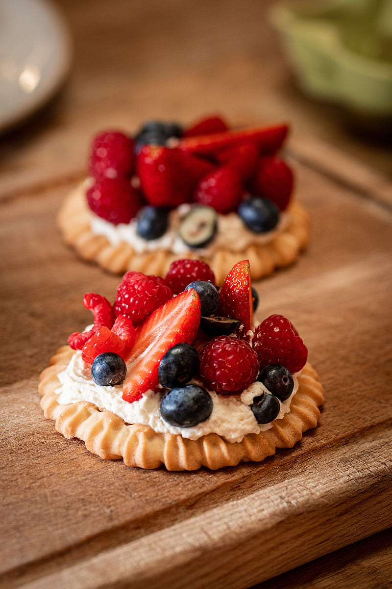 tart, cream, berries, dessert, HD phone wallpaper