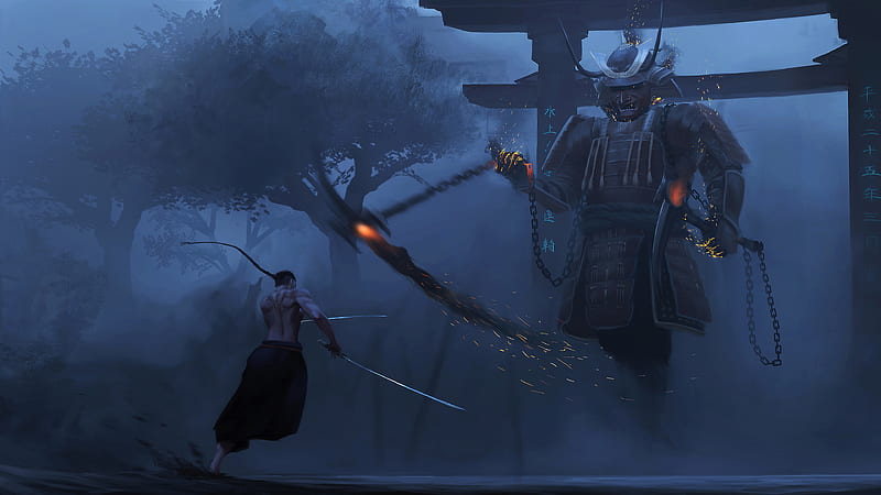Samurai Last Lesson , samurai, artist, artwork, digital-art, HD wallpaper