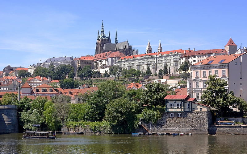Praga, chequia, río, praga, castillo, chequia, Fondo de pantalla HD | Peakpx