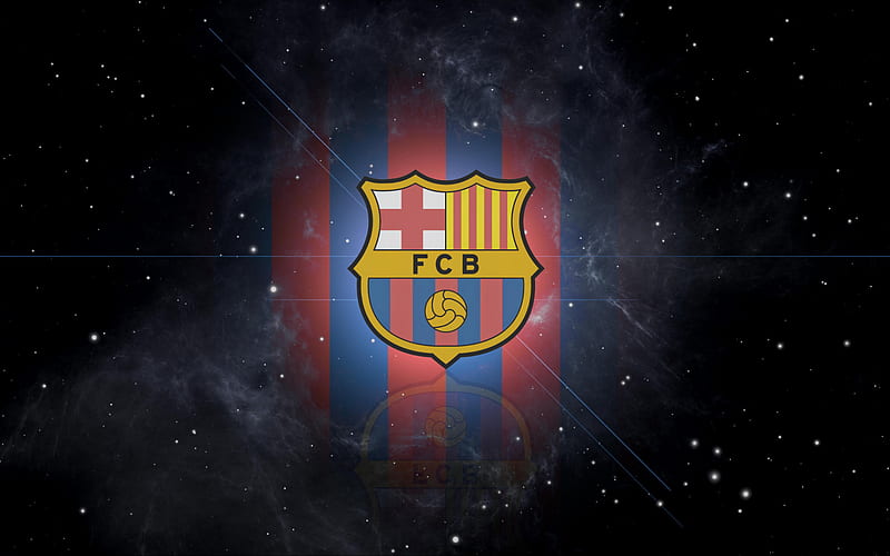 FC Barcelona, Spain, Catalonia, emblem, logo, starry sky, Spanish football club, La Liga, HD wallpaper