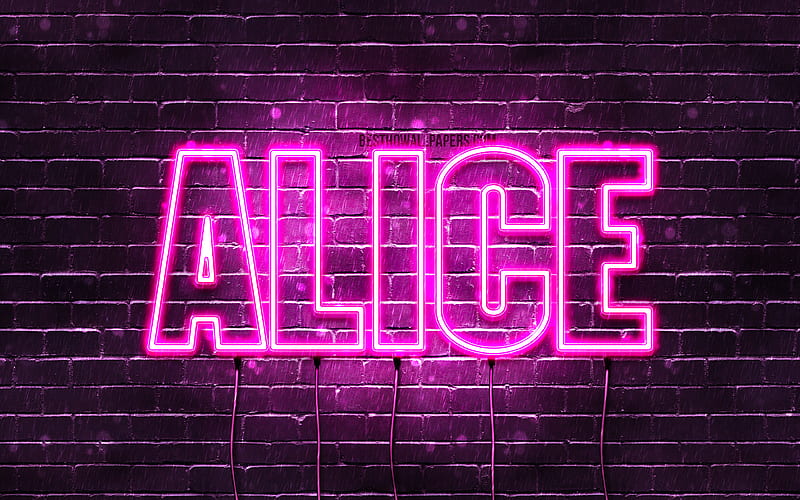 Alice with names, female names, Alice name, purple neon lights, horizontal text, HD wallpaper | Peakpx