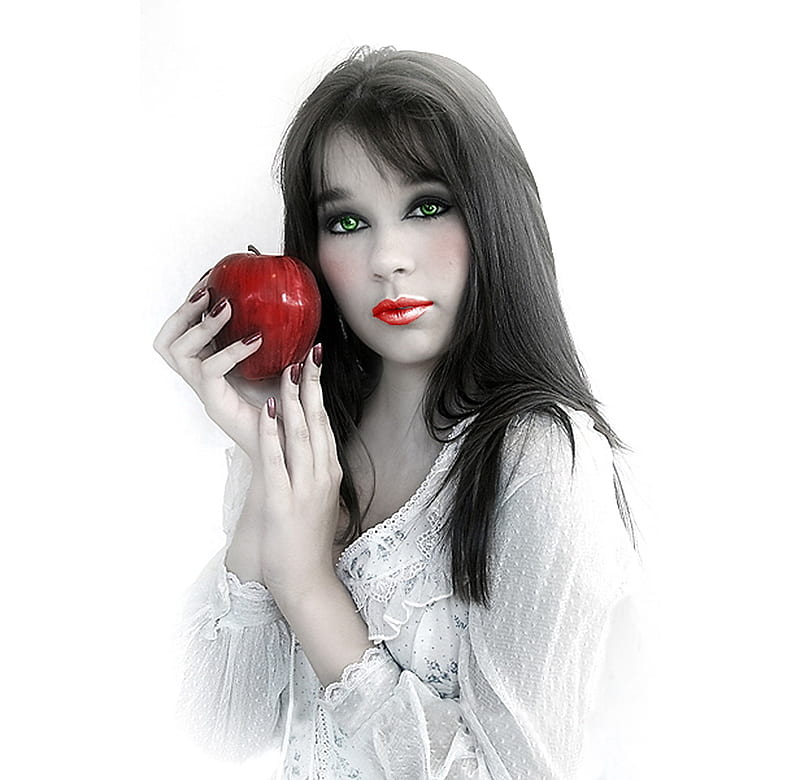 Red Apple, apple, witch, red, art, 3d, girl, hot, abstract, HD ...