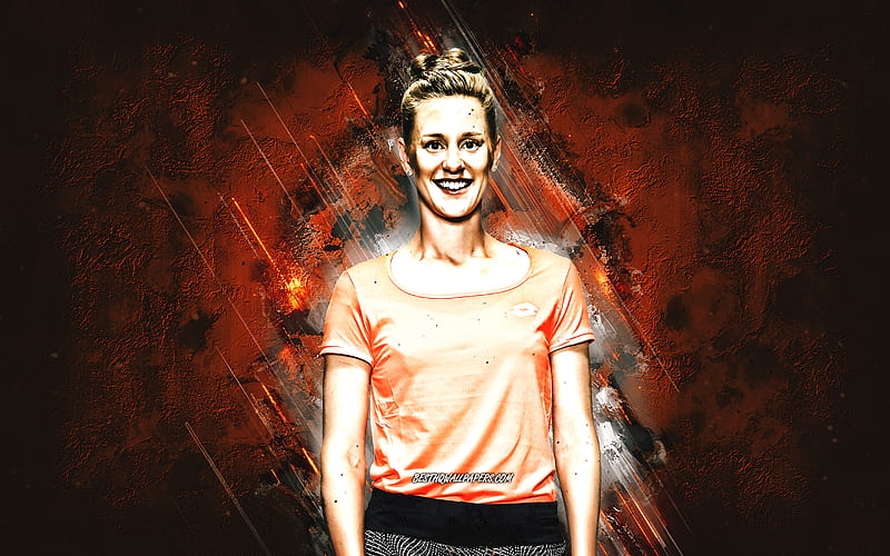 Alison Riske, WTA, American tennis player, orange stone background, Alison Riske art, tennis, HD wallpaper