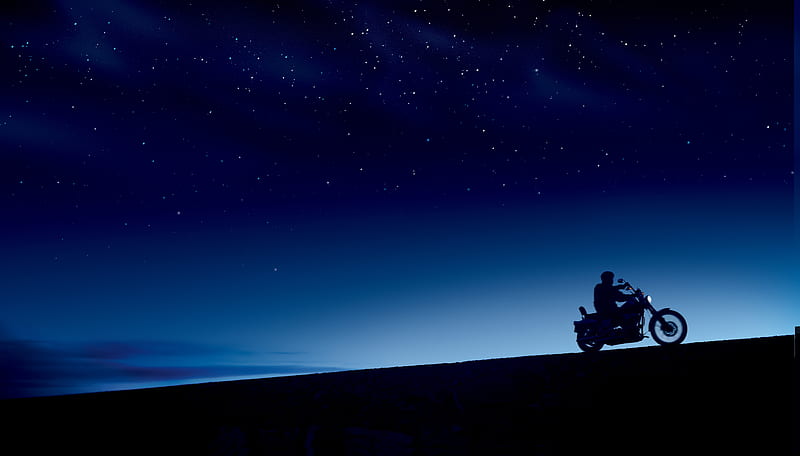 motorcycle, bike, biker, night, dark, HD wallpaper
