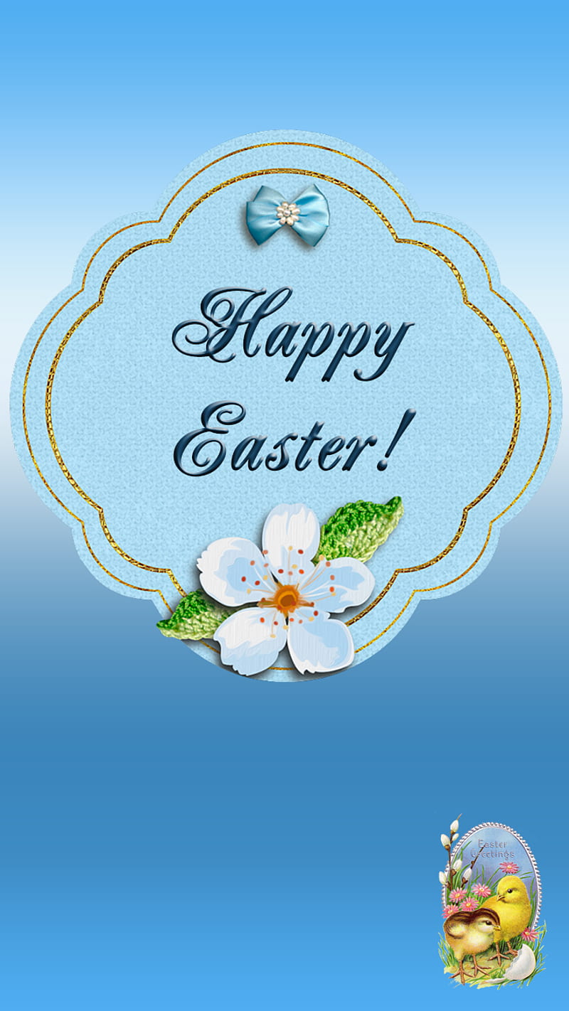 Happy easter 1, blossom, blue, eggs, holidays, spring, text, HD phone ...