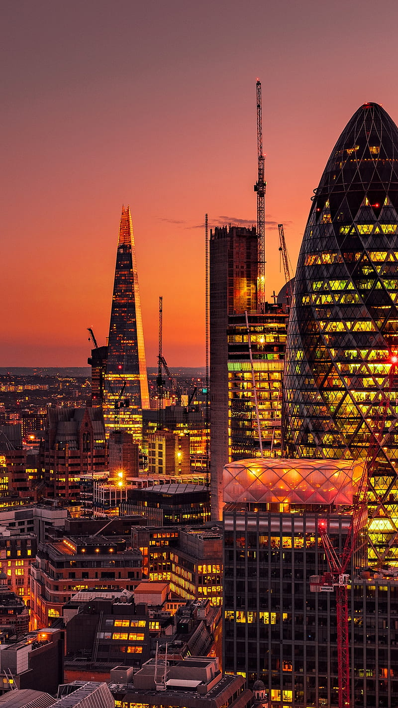 London, night, cityscape, building, skyscraper, colorful light, HD phone  wallpaper | Peakpx