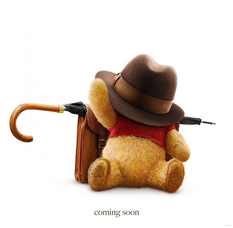 Christopher Robin 2018, winnie the pooh, poster, movie, christopher robin, hat, disney, HD wallpaper