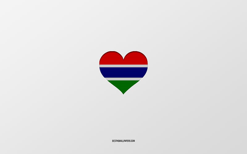 I Love Gambia, Africa countries, Gambia, gray background, Gambia flag