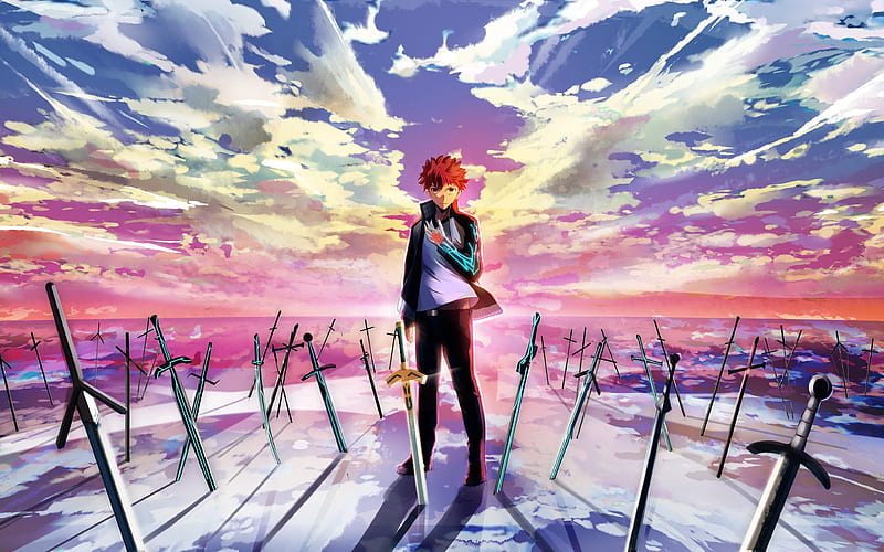 Shirou Emiya manga, sword, TYPE-MOON, HD wallpaper