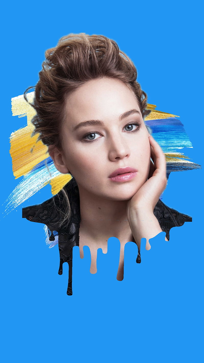 Jennifer Lawrence, actress, bonito, blue, celebrity, hollywood, portrait, pretty, usa, HD phone wallpaper