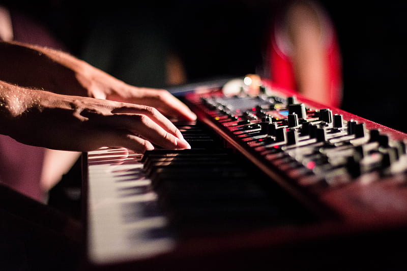 synthesizer, keys, fingers, hands, musical instrument, music, HD wallpaper