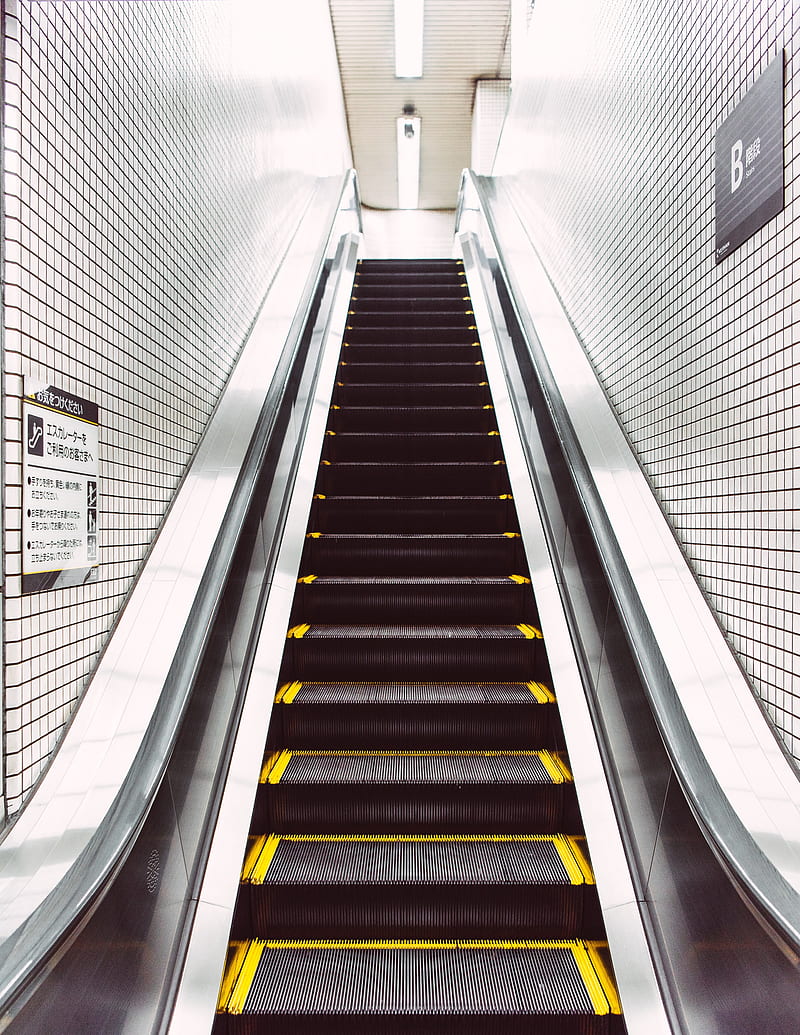 stairs, escalator, steps, subway, HD phone wallpaper