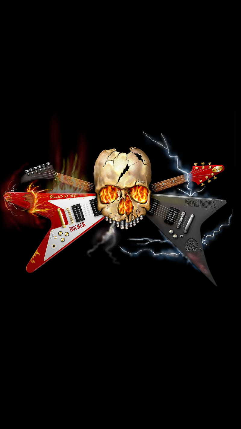 Guitarras de heavy metal, heavy metal, rock, calaveras, Fondo de pantalla  de teléfono HD | Peakpx