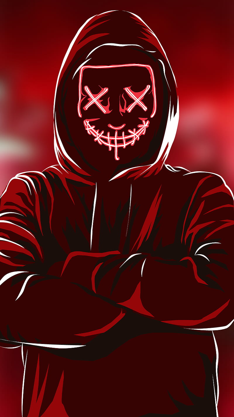 Mask, halloween, red, HD phone wallpaper