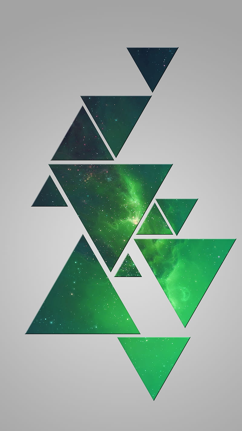 Simple Univers, abstract, green, triangle, universe, HD phone wallpaper