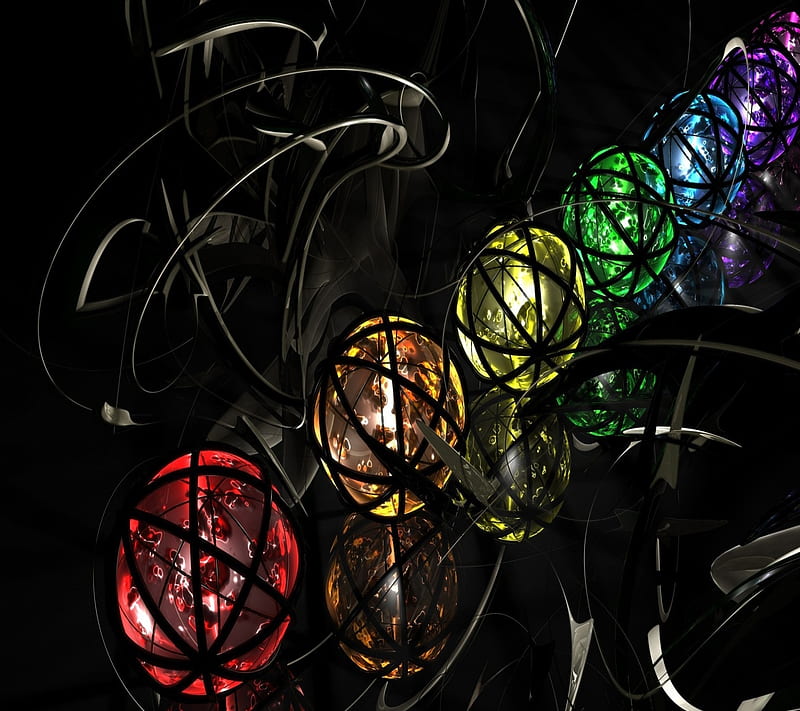 Wired Spheres, 3d, ball, color, colour, sphere, HD wallpaper