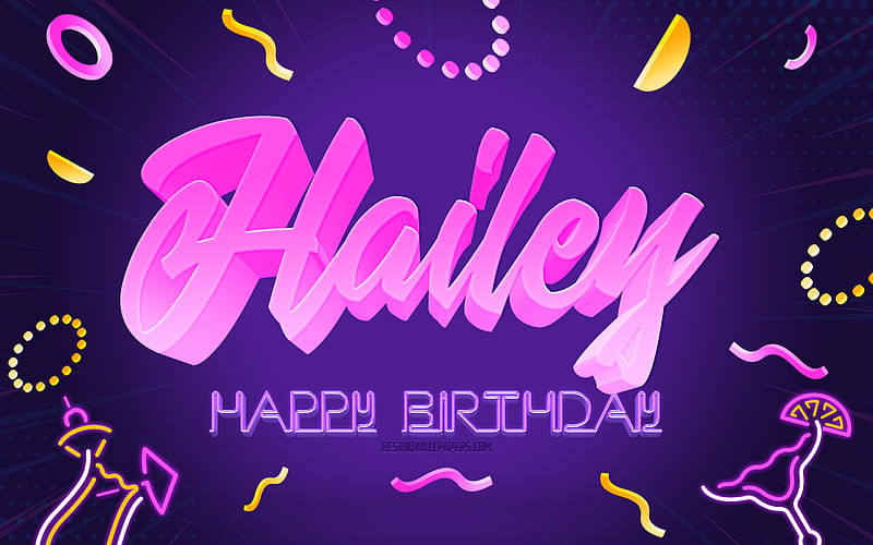 Happy Birtay Hailey Purple Party Background, Hailey, creative art, Happy Hailey birtay, Hailey name, Greyson Birtay, Birtay Party Background, HD wallpaper