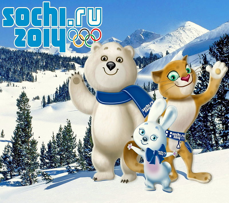 Sochi 2014 Talismans, bear, olympic games, russia, symbol, winter, HD wallpaper