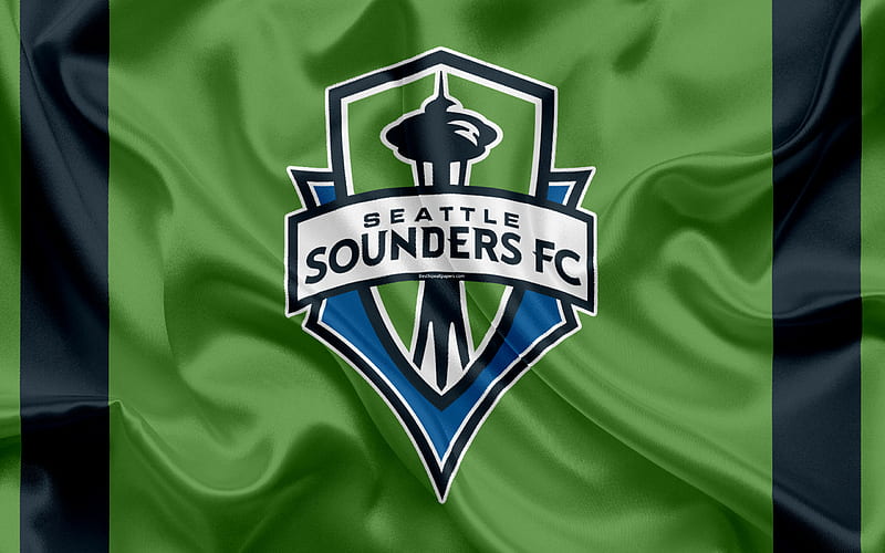 Seattle Sounders FC, American Football Club, MLS, Major League Soccer, emblem, logo, silk flag, Seattle, Washington, USA, football, HD wallpaper