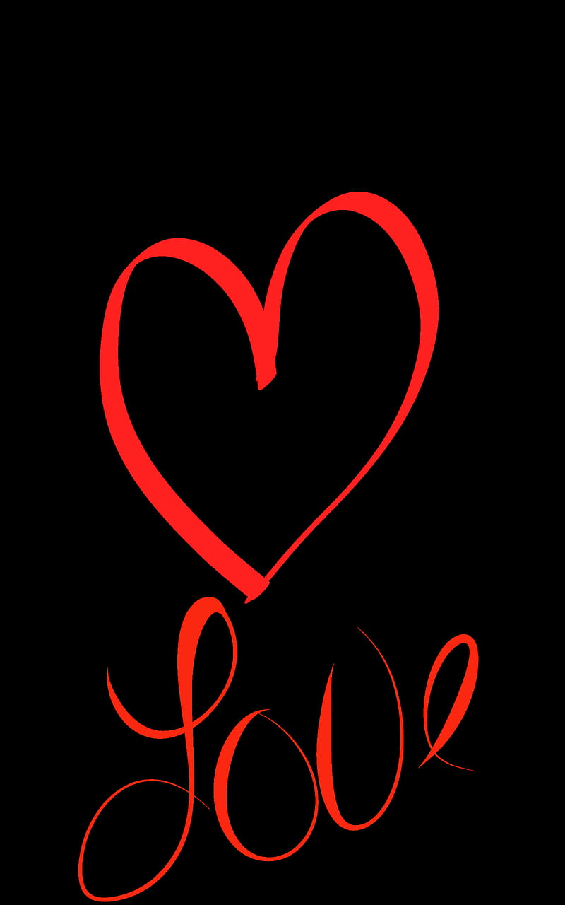 Corazón rojo con dibujo vectorial de borde grueso de color marrón   Vectores de dominio público