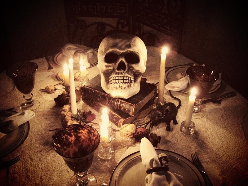 Join the Party....Take a Seat, Potion, Party, Candles, Skull, Settings, HD wallpaper