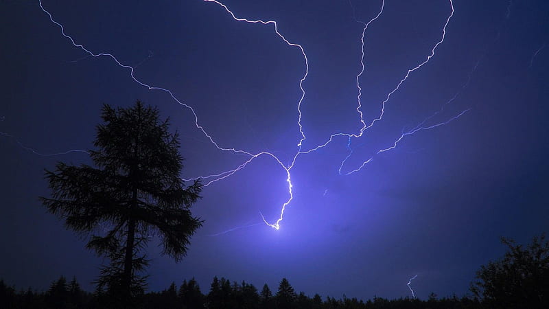 Lightning storm, Electrostatic disharge, Strike, Flash, Lightning, Storm, HD wallpaper
