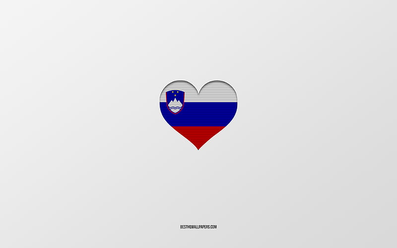 I Love Slovenia, European countries, Slovenia, gray background, Slovenia flag heart, favorite country, Love Slovenia, HD wallpaper