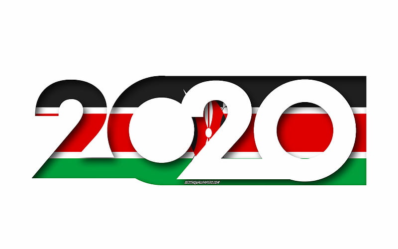 Kenya 2020, Flag of Kenya, white background, Kenya, 3d art, 2020 concepts, Kenya flag, 2020 New Year, 2020 Kenya flag, HD wallpaper