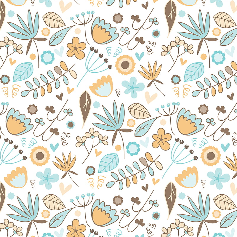 artwork, texture, pattern, flowers, leaves, HD phone wallpaper