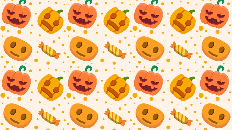 Happy Sad Face Of Pumpkins Candies Cute Halloween, HD wallpaper