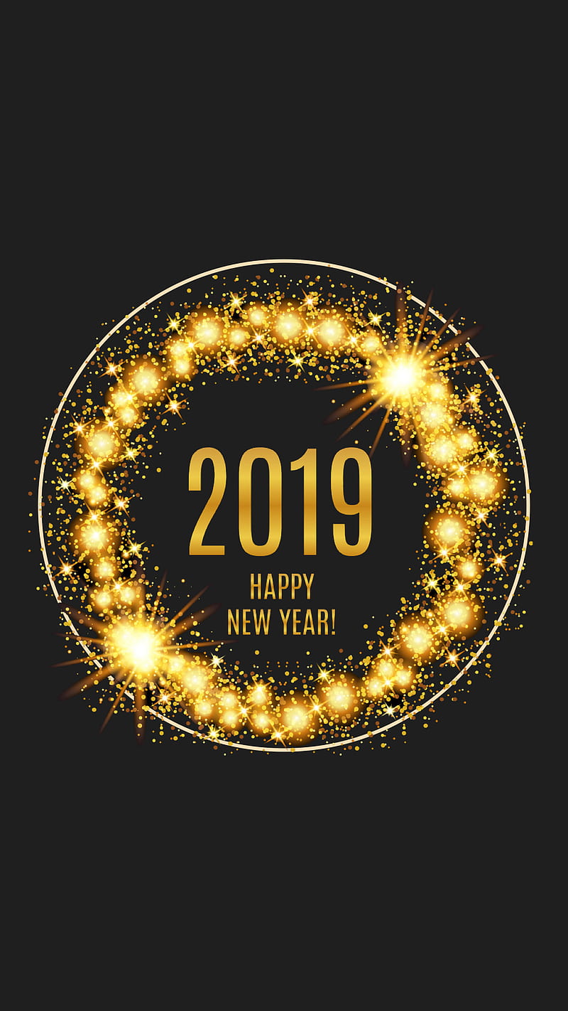 Newyear19 gold v5, 2019, 19, año nuevo, feliz año nuevo, año nuevo, logos,  logotipos, Fondo de pantalla de teléfono HD | Peakpx