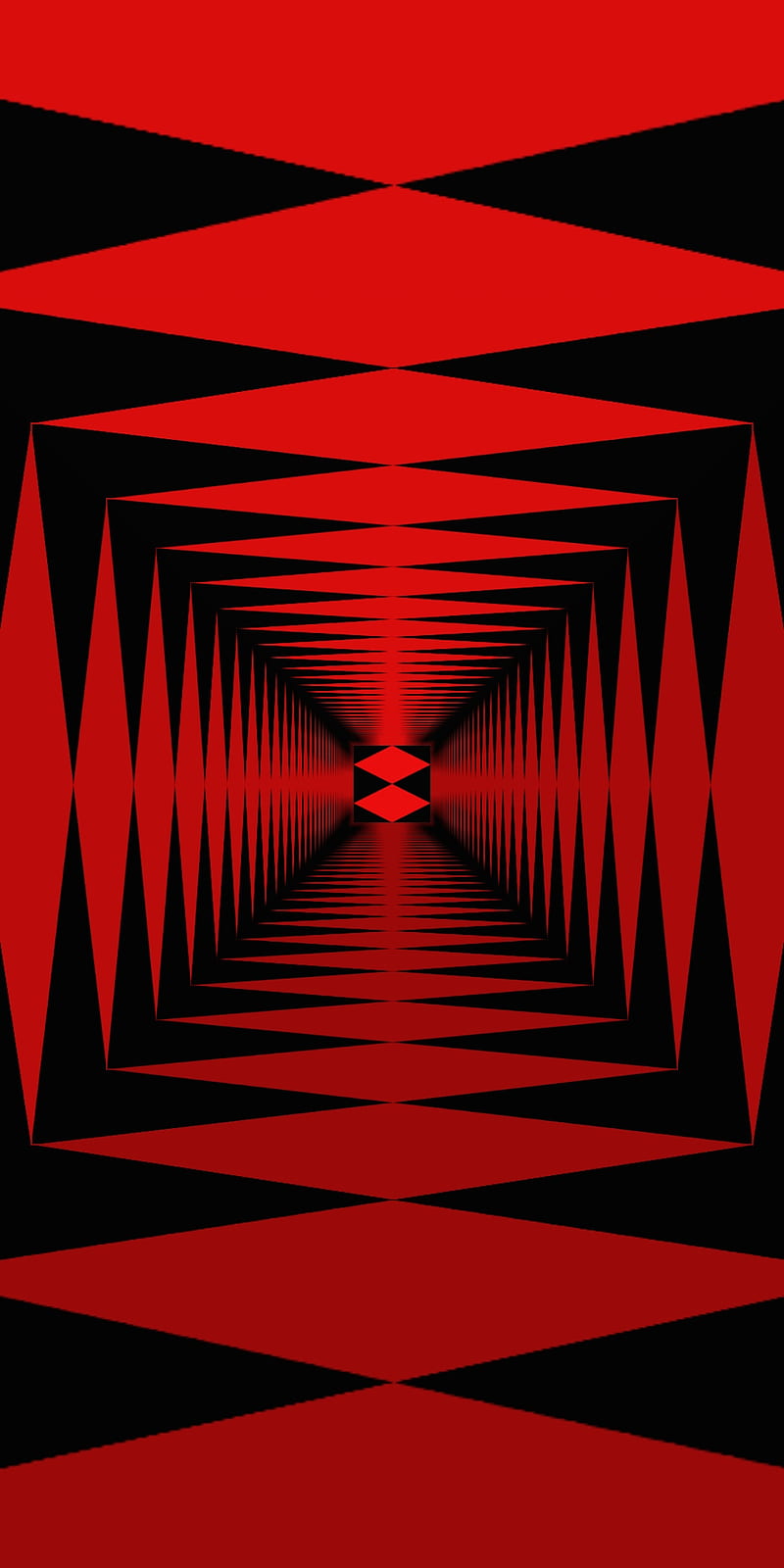 Square Tunnel 73, black, diamonds, perspective, red, square tunnel, HD phone wallpaper