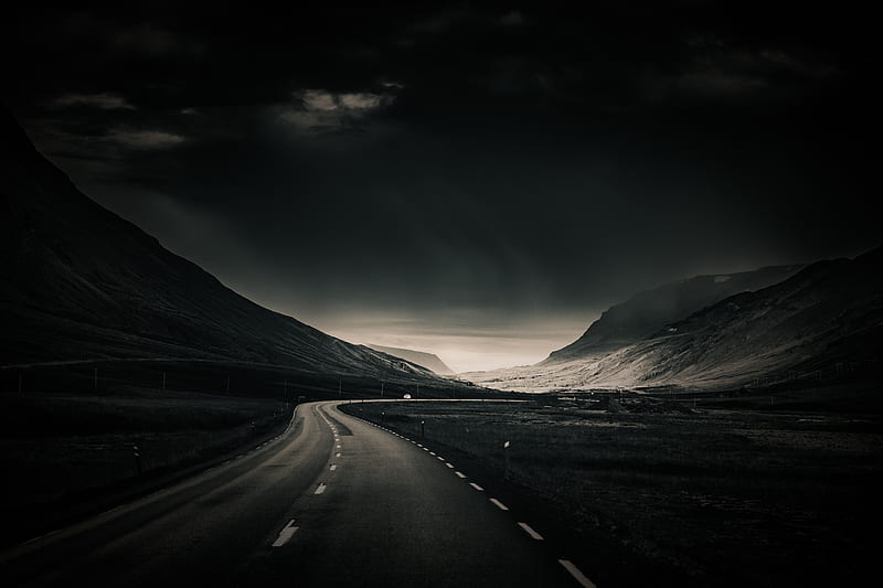 black asphalt road near mountain during daytime, HD wallpaper