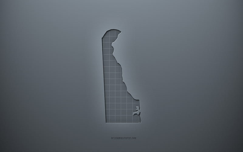 Delaware map, gray creative background, Delaware, USA, gray paper texture, American states, Delaware map silhouette, map of Delaware, gray background, Delaware 3d map, HD wallpaper