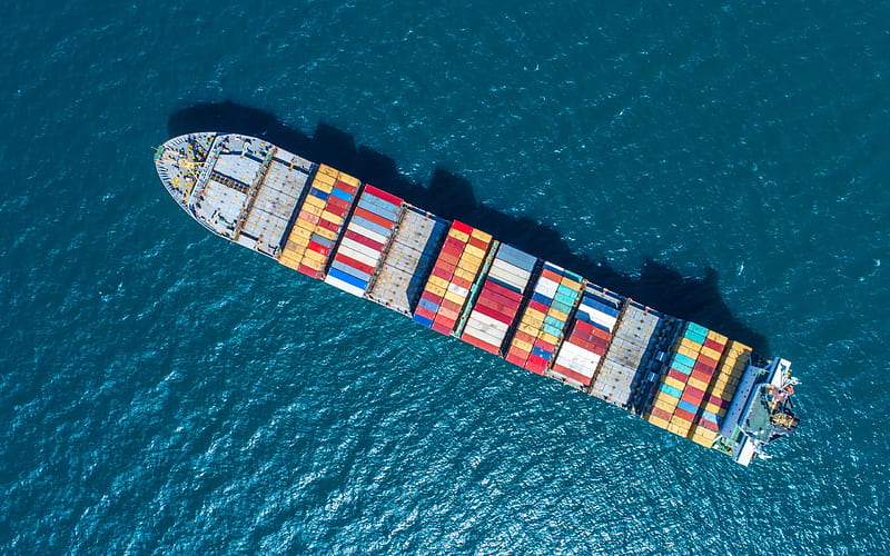 Samme her Afvise Container ship, large ship, top view, cargo delivery, ocean, transport ships,  HD wallpaper | Peakpx
