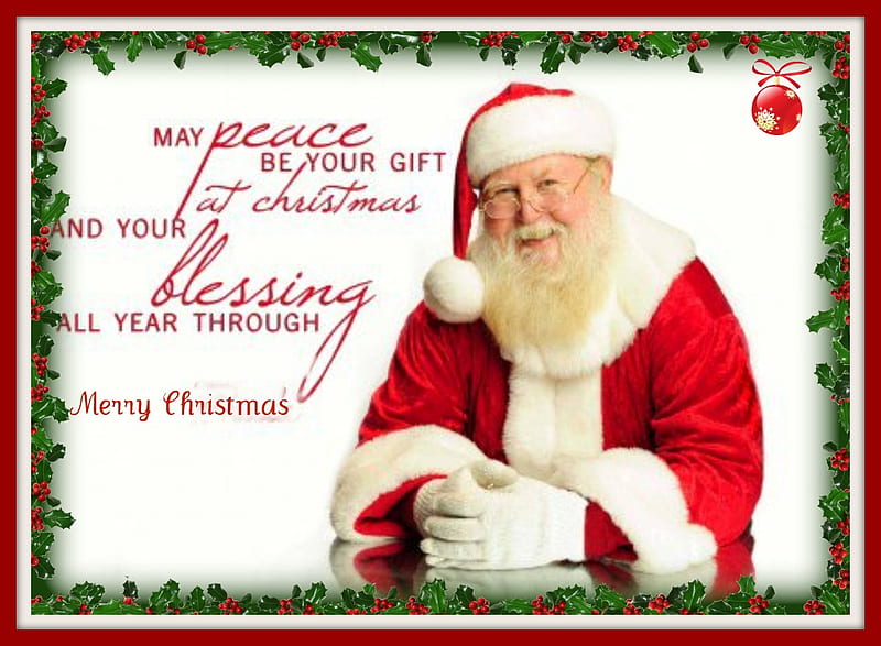 Santa, blessing, merry, festive, christmas, peace, cheer, holly, HD ...