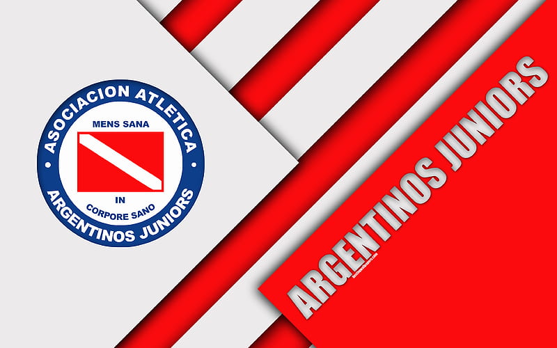 Argentinos Juniors, AAAJ, Argentine football club material design, red white abstraction, Buenos Aires, Argentina, football, Argentine Superleague, First Division, HD wallpaper