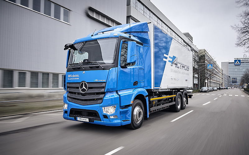 Mercedes-Benz eActros, 2018, electric truck, front view, cargo transportation, delivery, LKW, German trucks, Mercedes, HD wallpaper