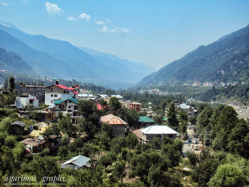 2K free download | Manali view capture, greenery, hills, houses ...