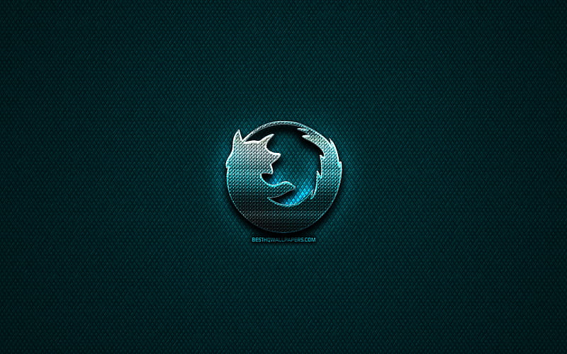 Mozilla glitter logo, creative, blue metal background, Mozilla logo, brands, Mozilla, HD wallpaper