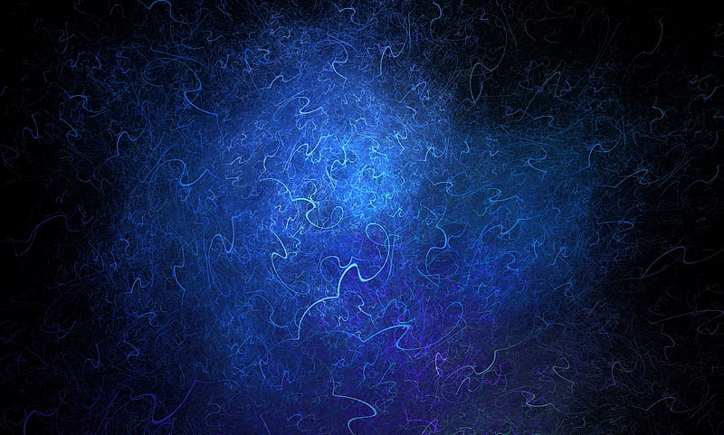 fractal, threads, tangled, blue, abstraction, HD wallpaper