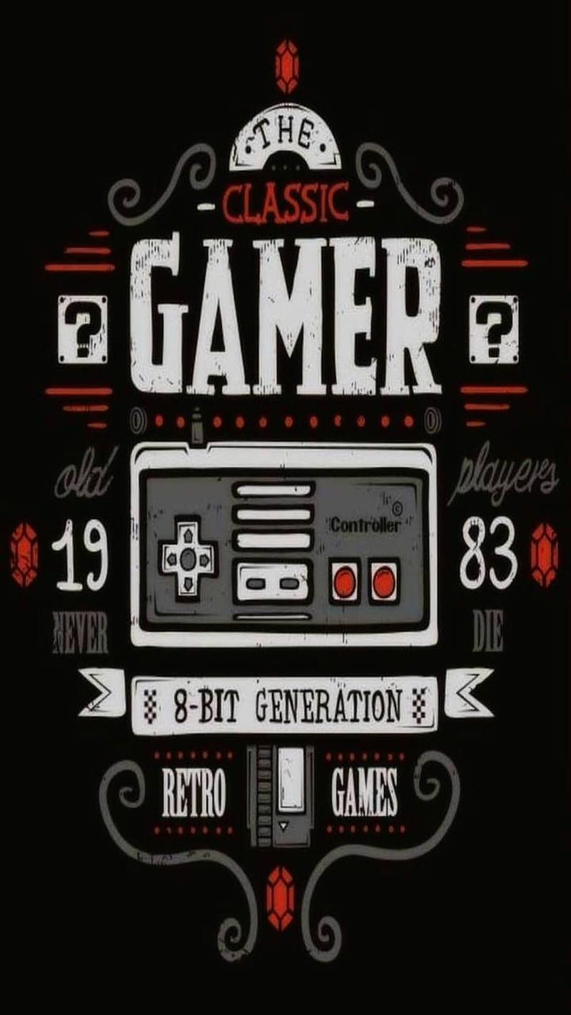 Classic Gamer Nes, black, game, gaming, nintendo, HD phone wallpaper