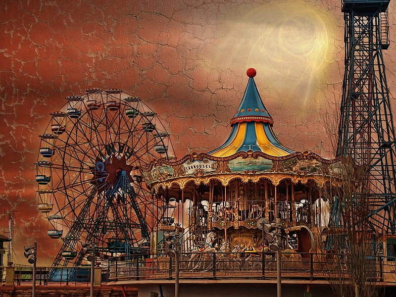 Tio vivo...y compaia, ferris wheel, amusement park, carousel, merry go round, HD wallpaper