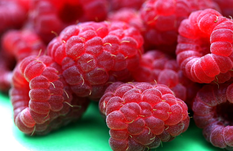 raspberries, berries, ripe, macro, red, HD wallpaper